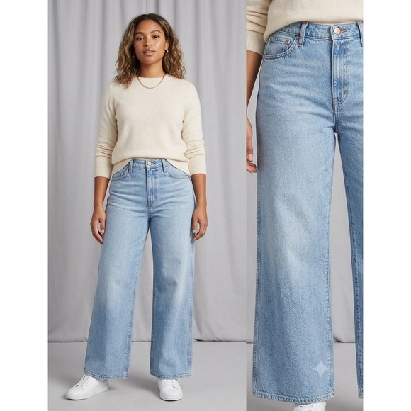 Wrangler Denim - Wrangler Mid Rise Wide Leg Jeans Womens 33/32 Light Blue NWT